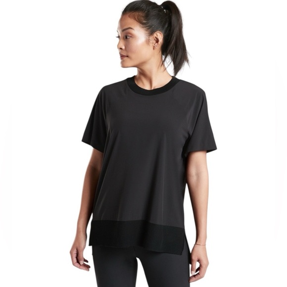 ATHLETA Zephyr Raglan Short Sleeve High Low Sporty UPF 50+ Relaxed Top Womens XS - Picture 1 of 10